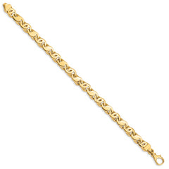 14K 8 inch 7.3mm Hand Polished Fancy S-Link with Fancy Lobster Clasp Bracelet