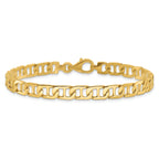 14K 7 inch 6.5mm Hand Polished Fancy Anchor Link with Fancy Lobster Clasp Bracelet