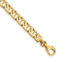 14K 8 inch 6.5mm Hand Polished Fancy Anchor Link with Fancy Lobster Clasp Bracelet