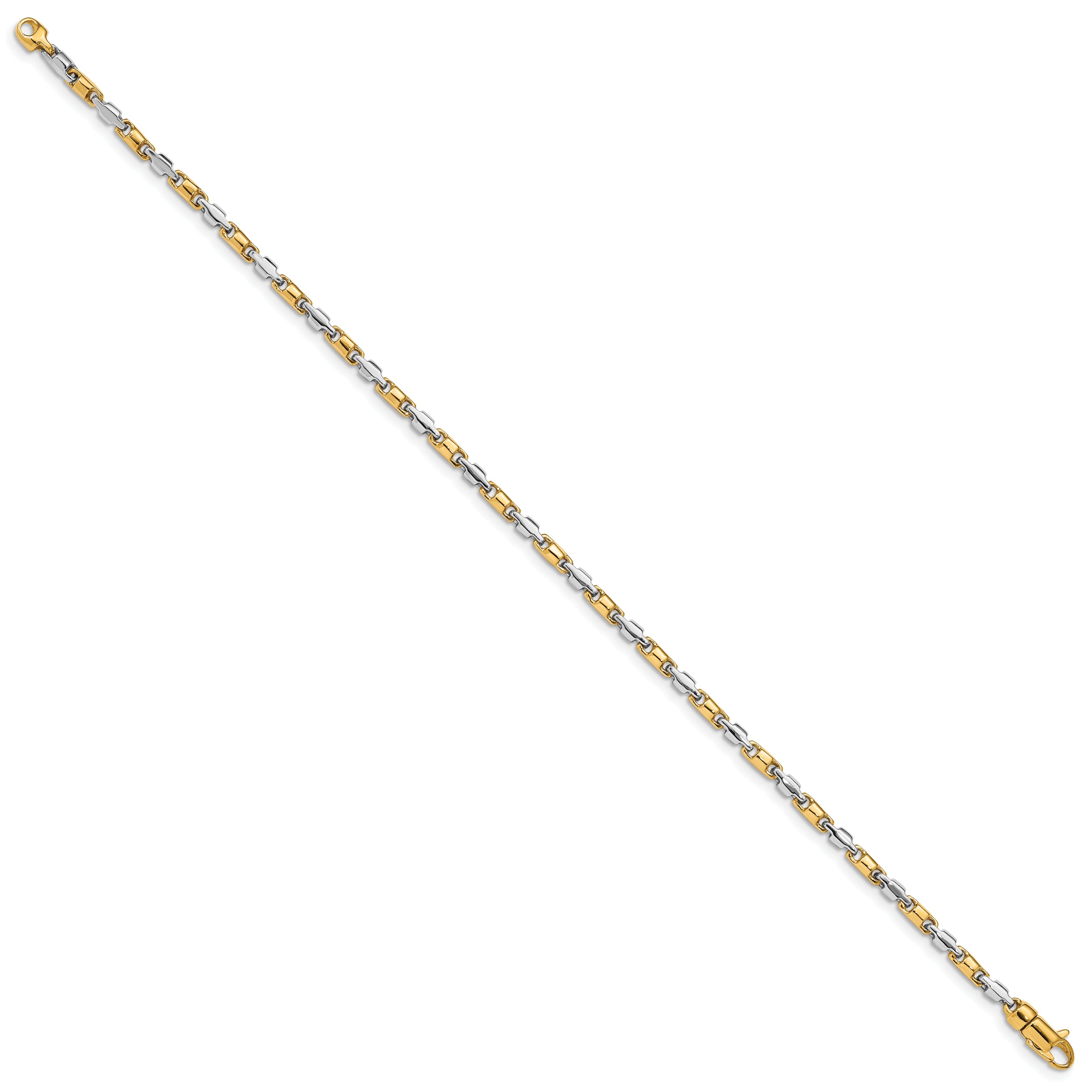 14K Two-tone 7 inch 2.5mm Hand Polished Fancy Link with Lobster Clasp Bracelet