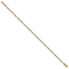 14K Two-tone 7 inch 2.5mm Hand Polished Fancy Link with Lobster Clasp Bracelet
