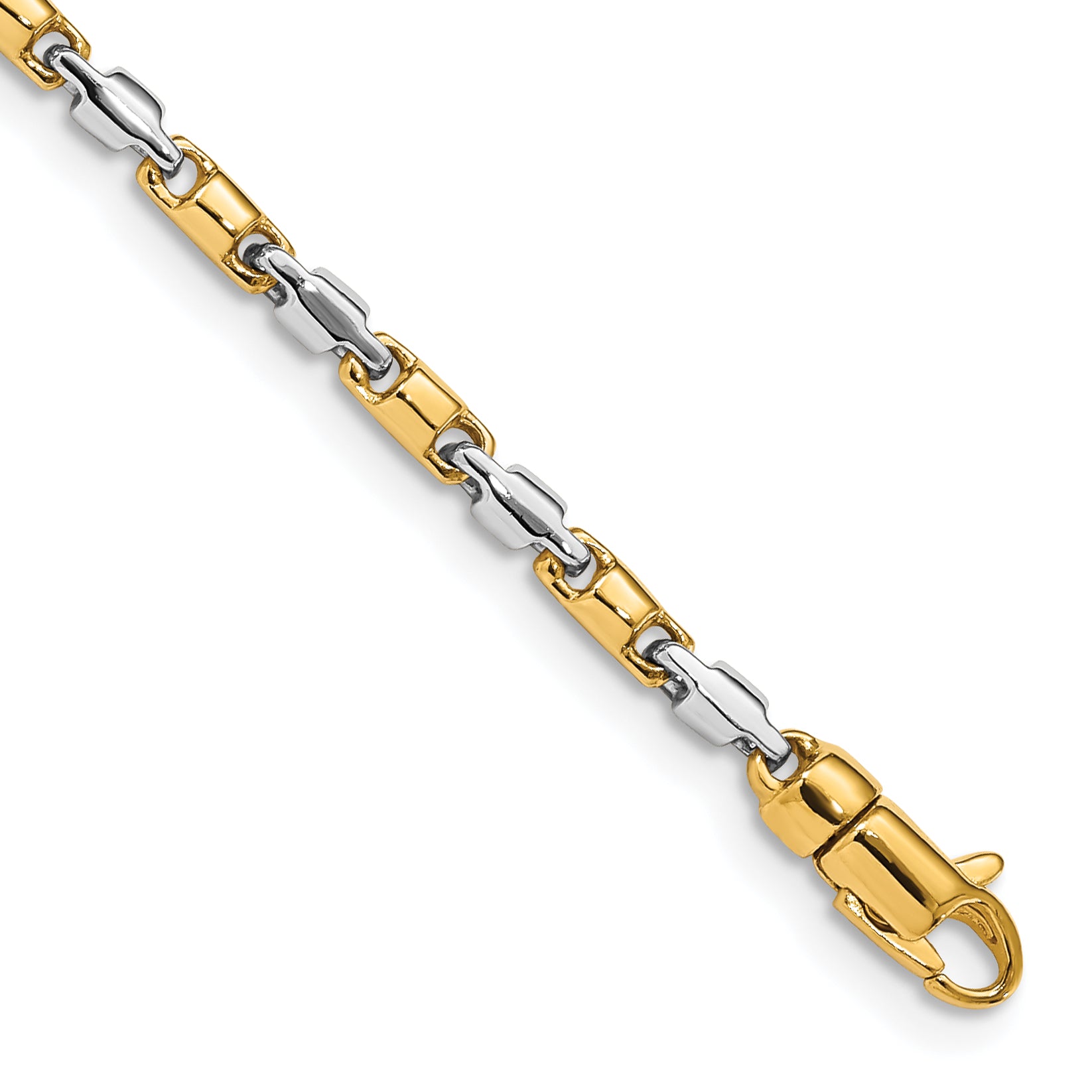 14K Two-tone 8 inch 2.5mm Hand Polished Fancy Link with Lobster Clasp Bracelet Main image