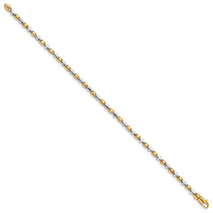 14K Two-tone 7 inch 2.6mm Hand Polished Fancy Link with Lobster Clasp Bracelet
