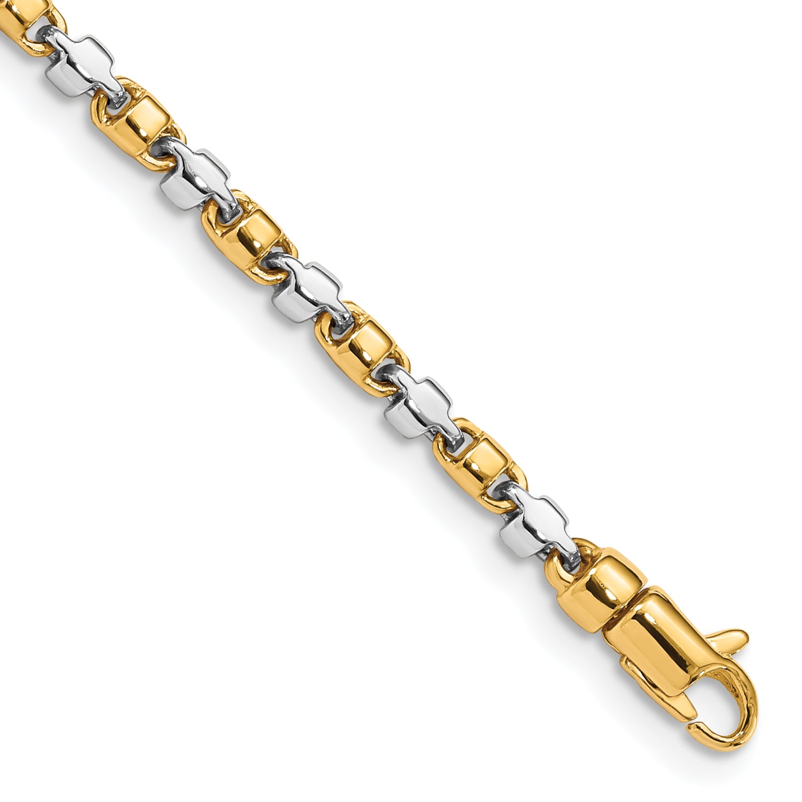 14K Two-tone 8 inch 2.6mm Hand Polished Fancy Link with Lobster Clasp Bracelet
