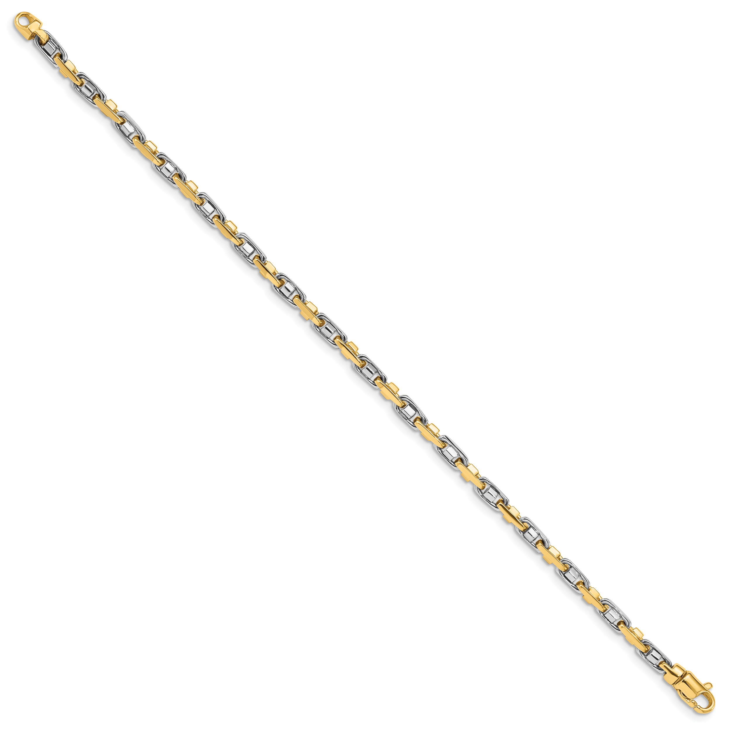 14K Two-tone 7.25 inch 3.5mm Fancy Link with Lobster Clasp Bracelet Secondary image