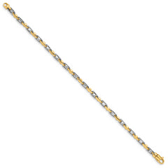 14K Two-tone 7.25 inch 3.5mm Fancy Link with Lobster Clasp Bracelet