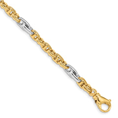 14K Two-tone 8.5 inch 5.38mm Hand Polished Fancy Link with Fancy Lobster Clasp Bracelet