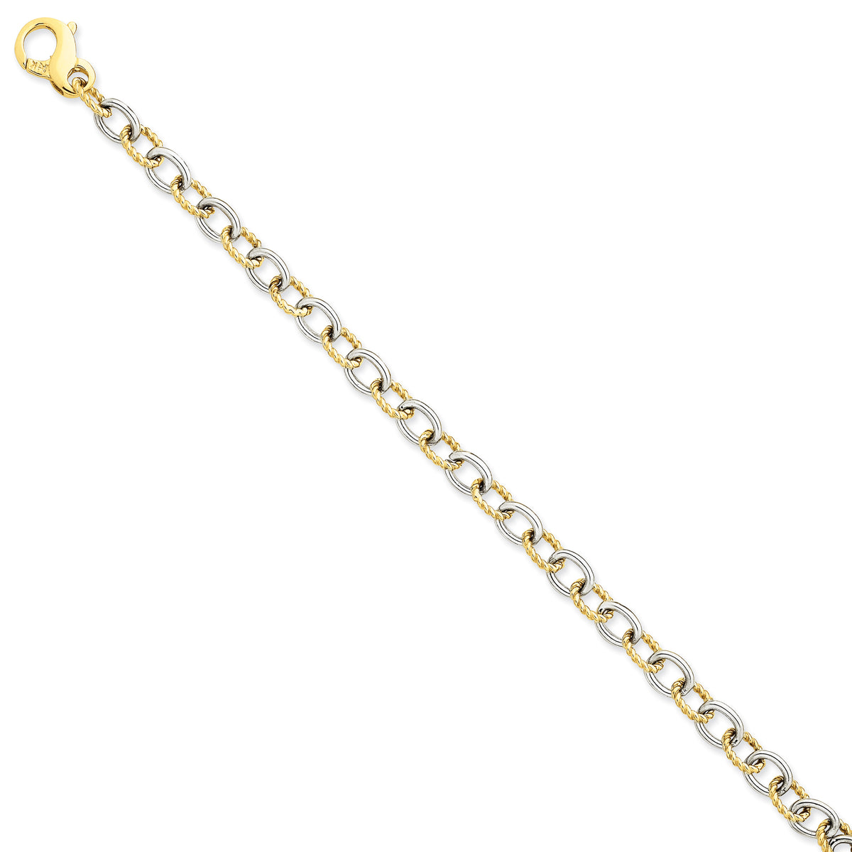 14k Two-tone 6.5mm Fancy Link Chain