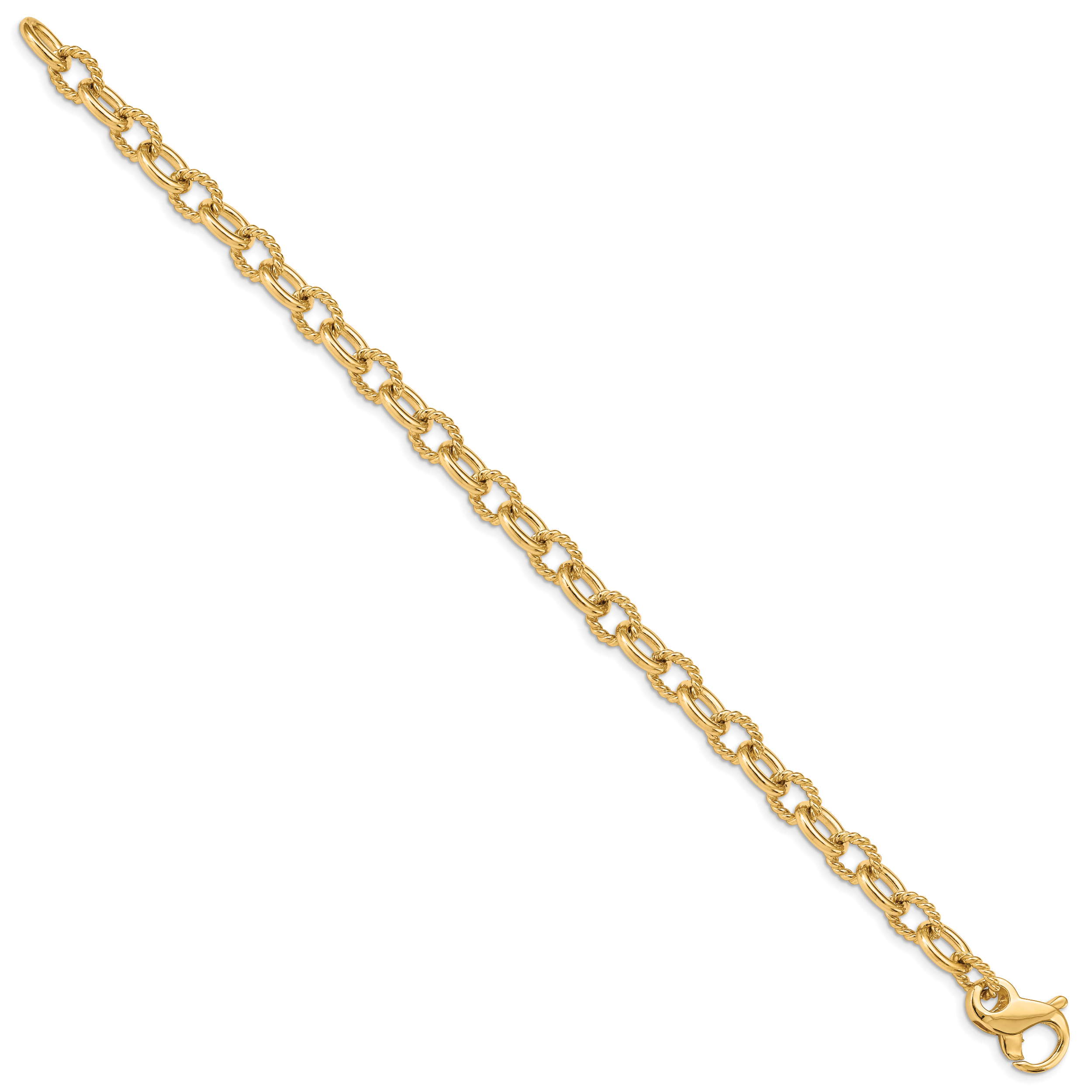 14K 8.5 inch 7.8mm Hand Polished and Textured Fancy Link with Fancy Lobster Clasp Bracelet Secondary image