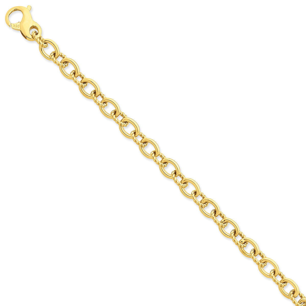 14k 7.8mm Hand-polished Fancy Link Bracelet