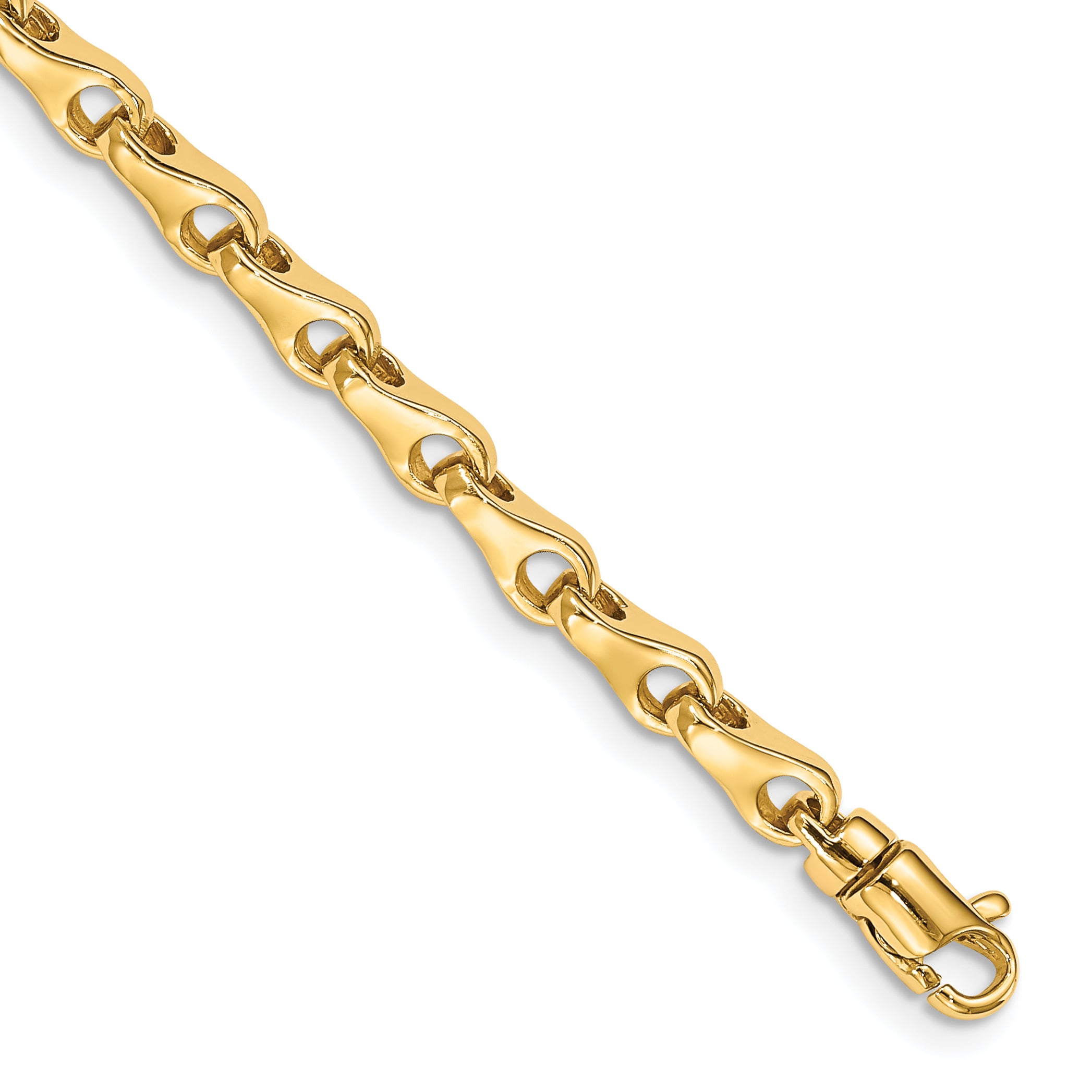 14K 8.25 inch 3.9mm Hand Polished Fancy Link with Lobster Clasp Bracelet Main image