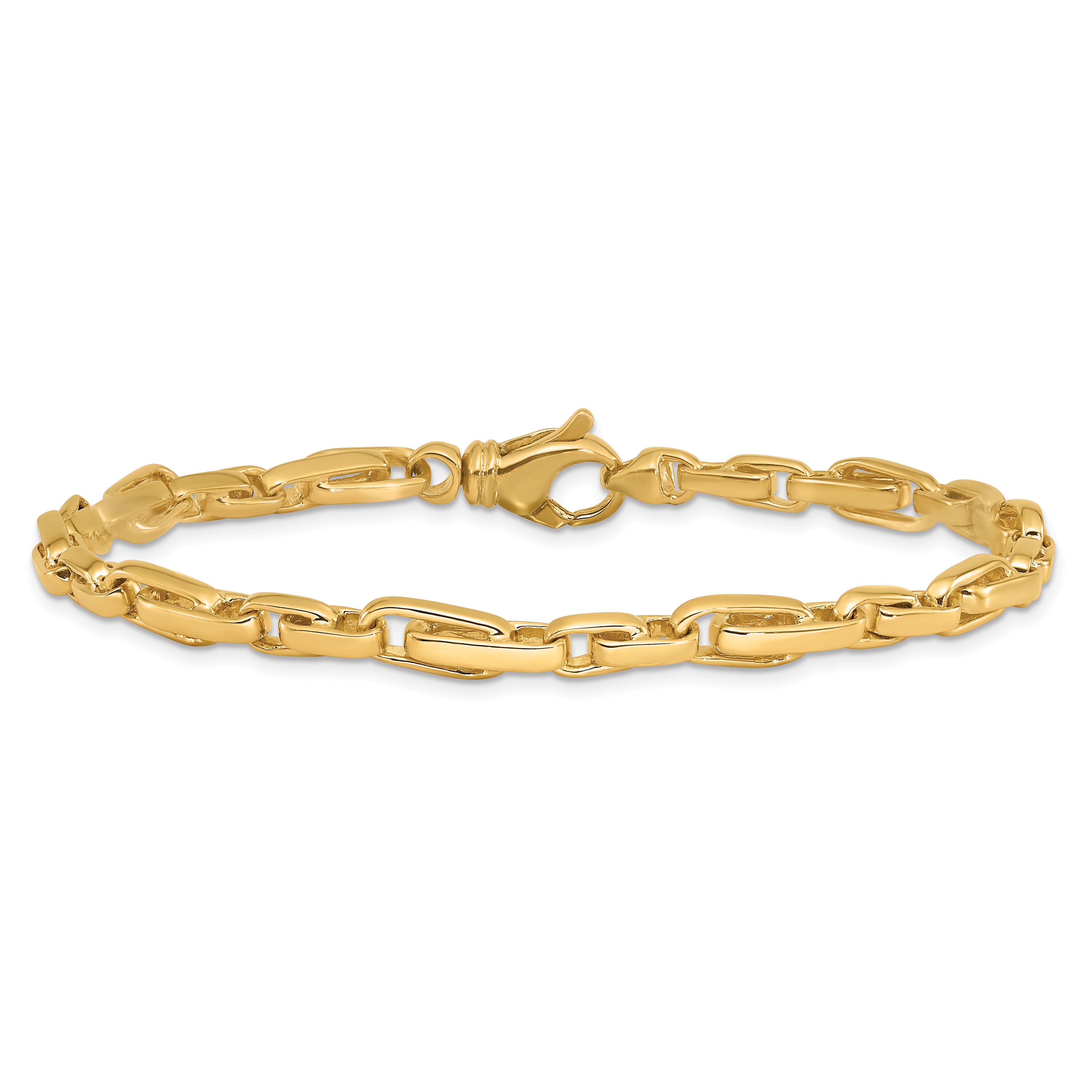 14K 8.5 inch 5mm Hand Polished Fancy Link with Fancy Lobster Clasp Bracelet