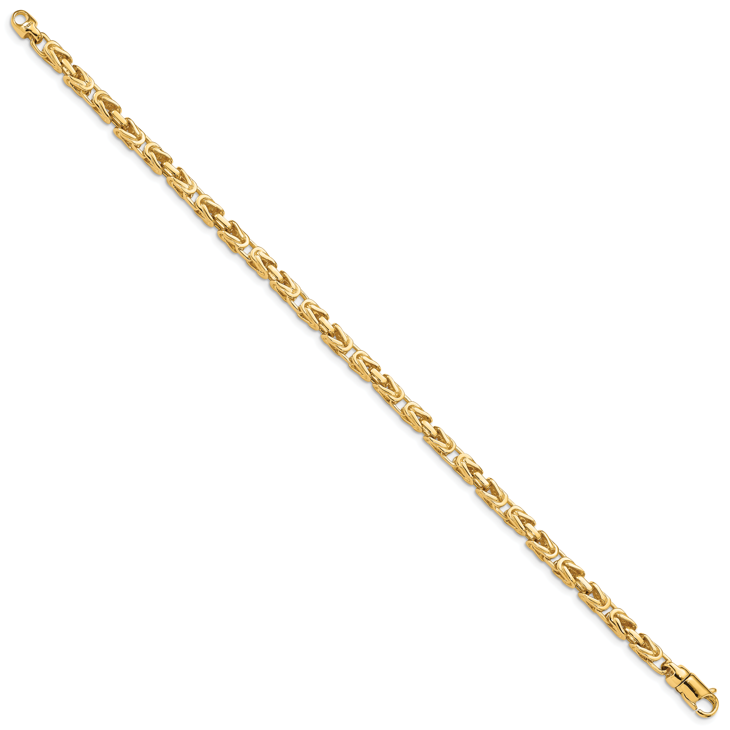 14K 7.5 inch 4.1mm Hand Polished Byzantine Link with Lobster Clasp Bracelet Secondary image