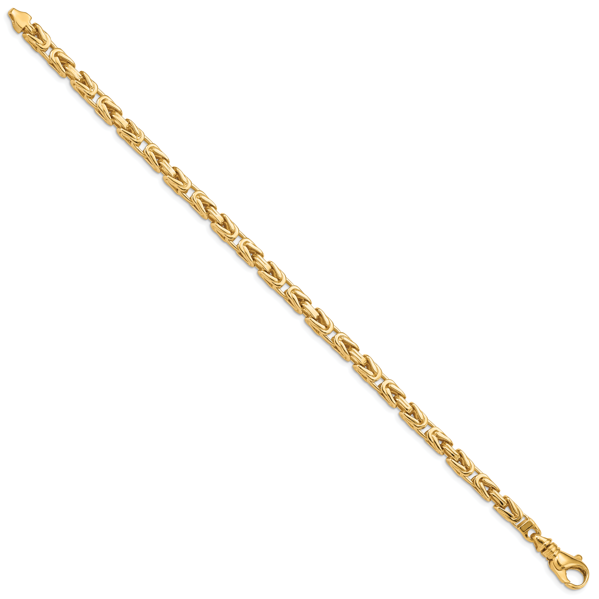 14K 8.75 inch 4.1mm Hand Polished Byzantine Link with Fancy Lobster Clasp Bracelet Secondary image