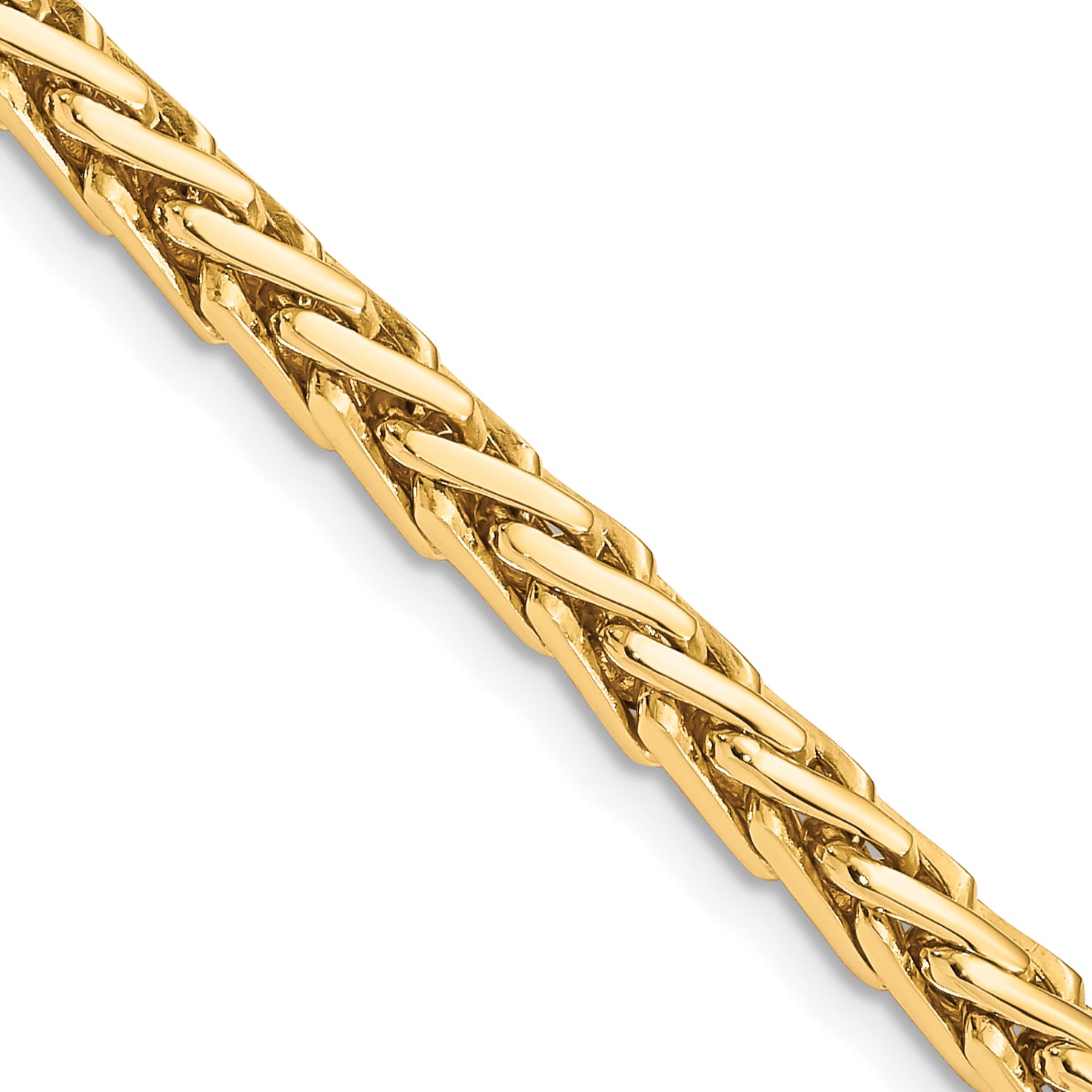 14K 24 inch 4.4mm Hand Polished Flat-Edged Woven Link with Lobster Clasp Chain Main image