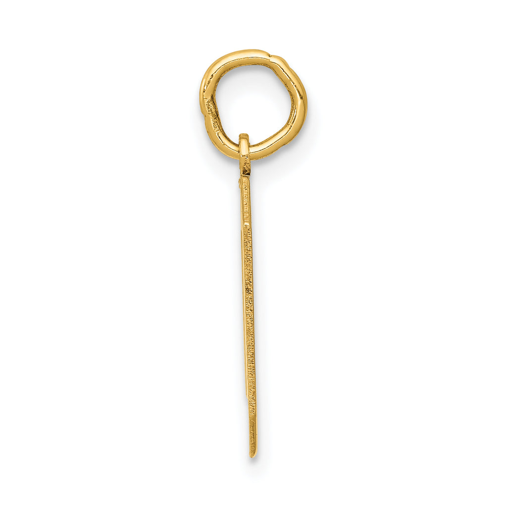 14K Gold Polished Number 0 Charm Medium, Laser Cut Elegance