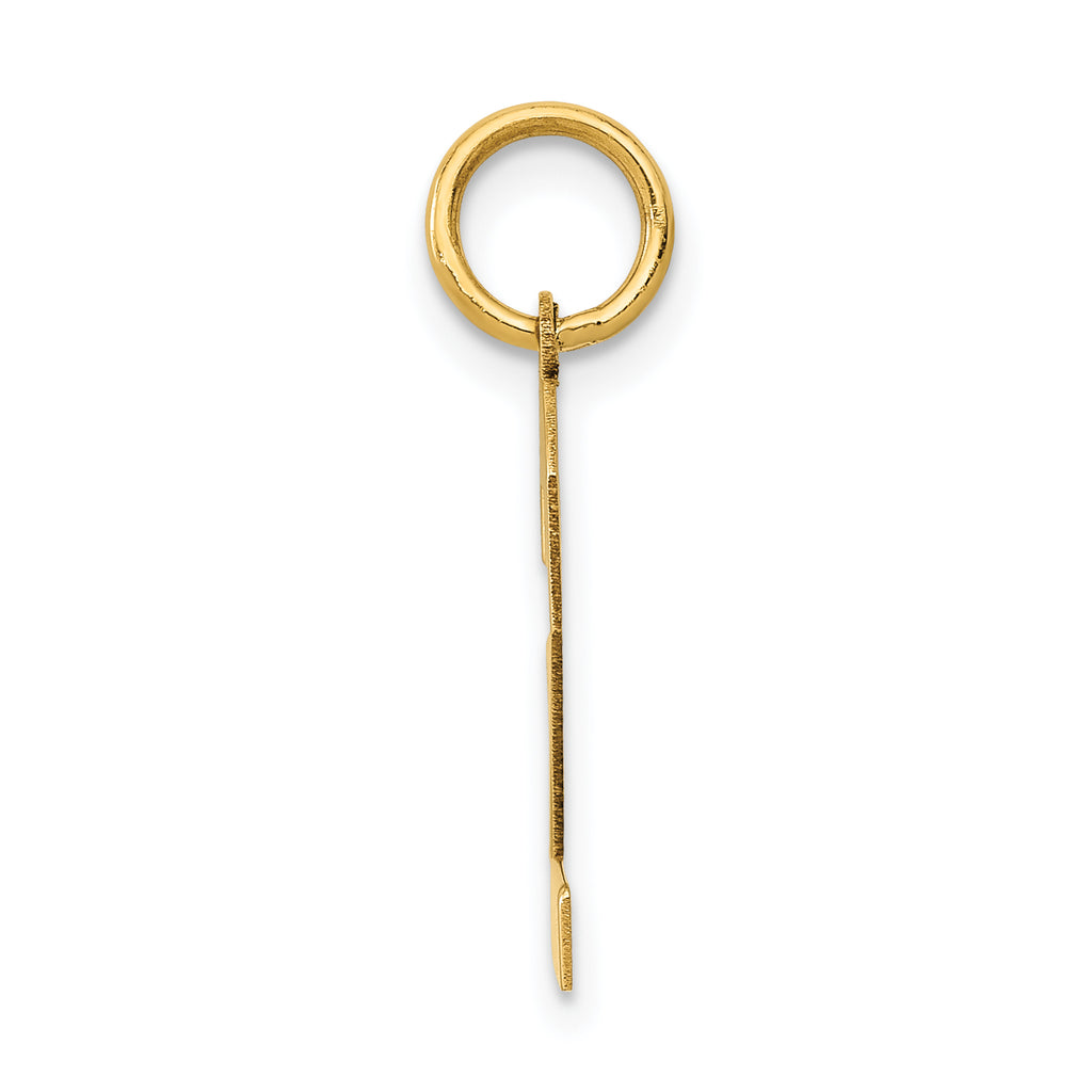 14K Gold Polished Number 2 Charm with Laser Cut Design