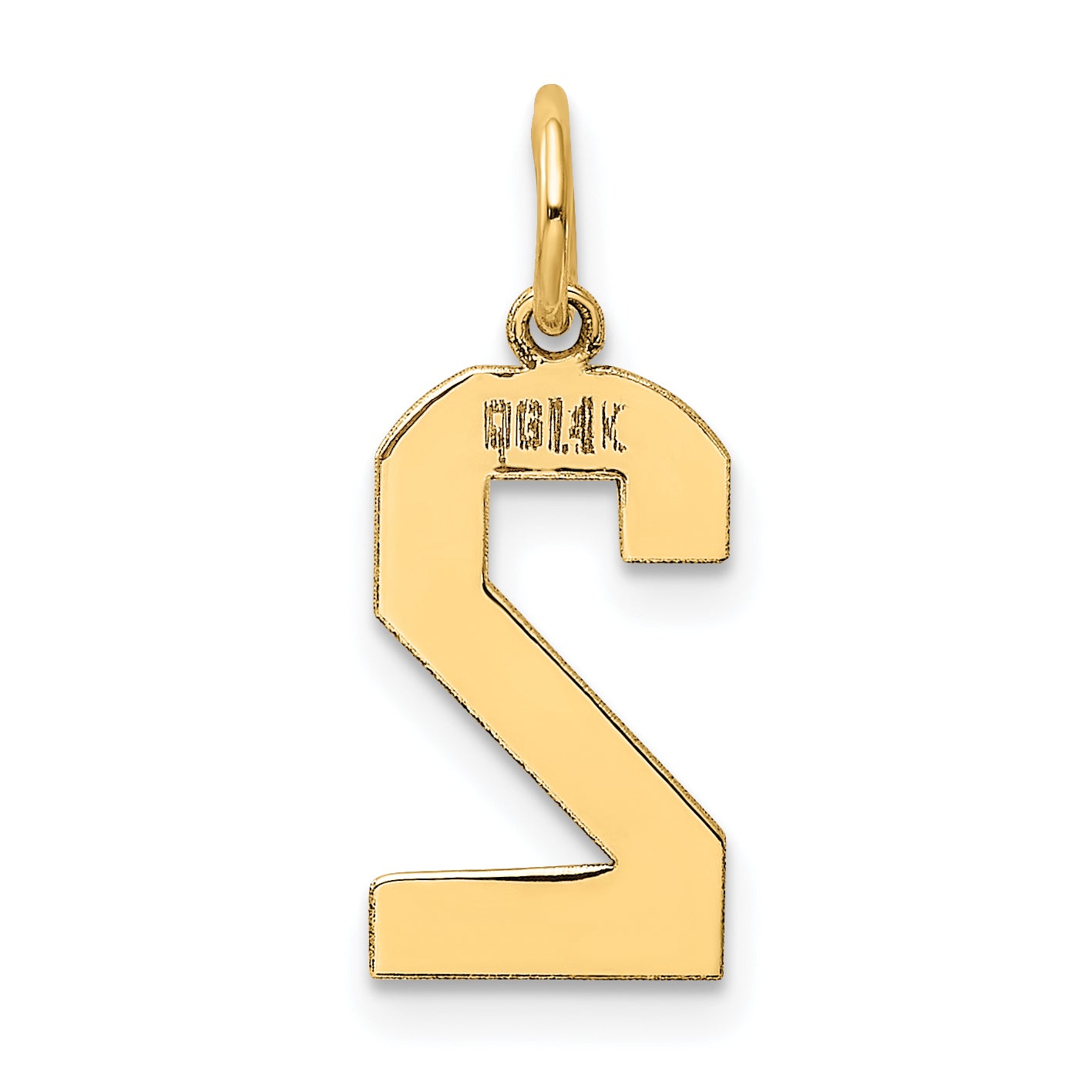14K Gold Polished Number 2 Charm with Laser Cut Design