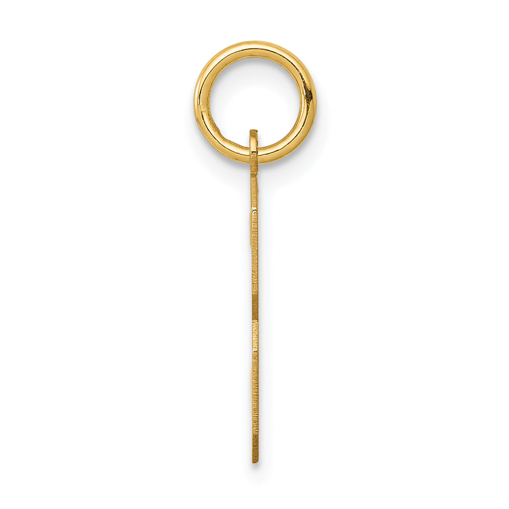 14K Gold Polished Number 3 Charm with Laser Cut Design