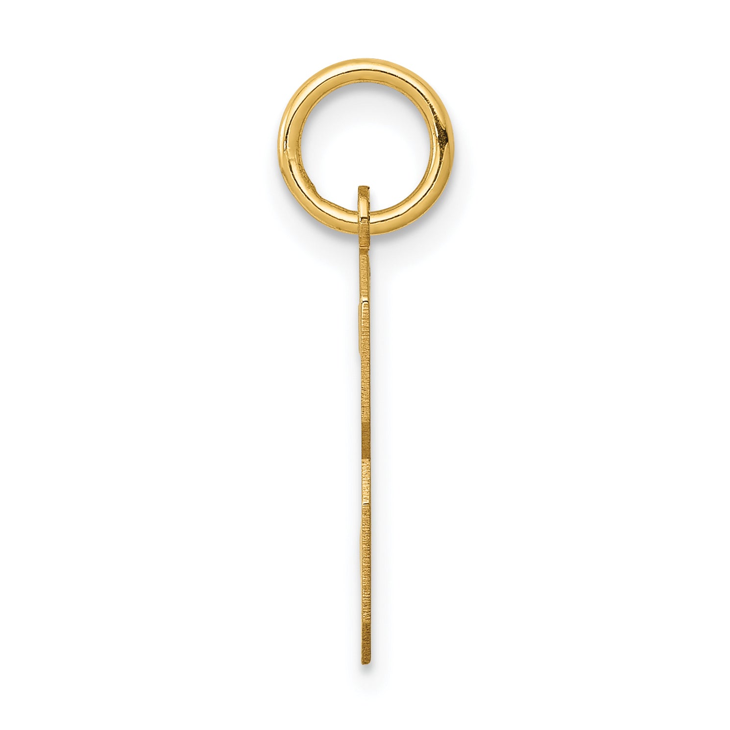 14K Gold Polished Number 3 Charm with Laser Cut Design