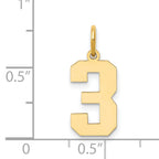 14K Gold Polished Number 3 Charm with Laser Cut Design