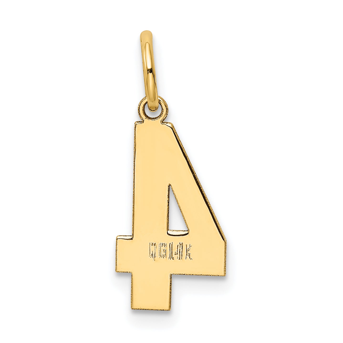 14K Gold Number 4 Charm with Polished Finish  Medium