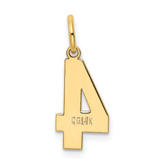 14K Gold Number 4 Charm with Polished Finish  Medium