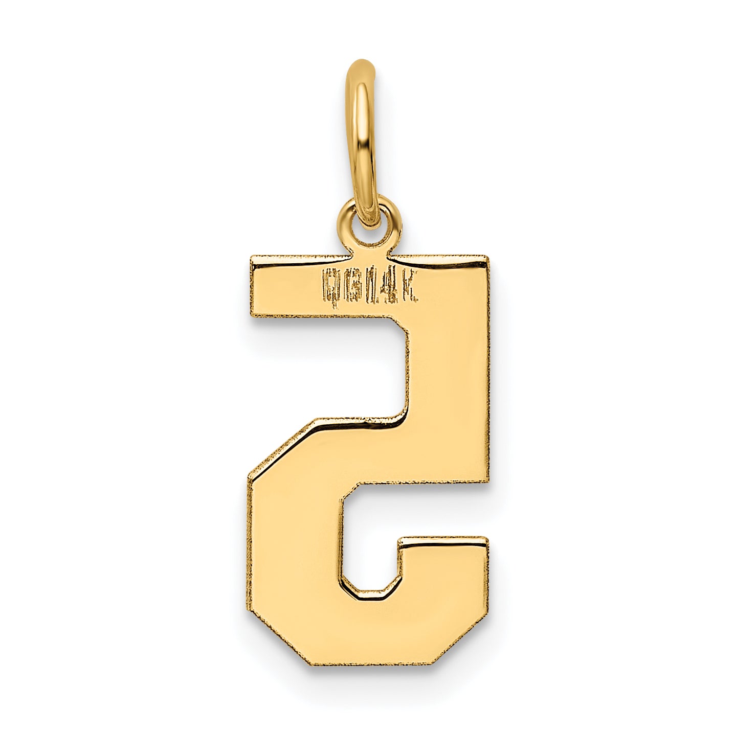 14K Gold Polished Number 5 Charm Laser Cut Medium Pendant