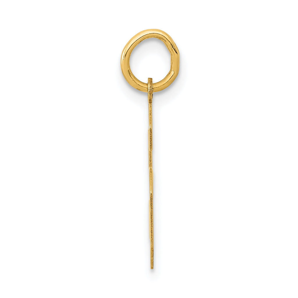 14K Gold Polished Number 6 Charm with Laser Cut Design