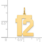 14K Gold Polished Number 12 Charm in Elegant Laser-Cut Design