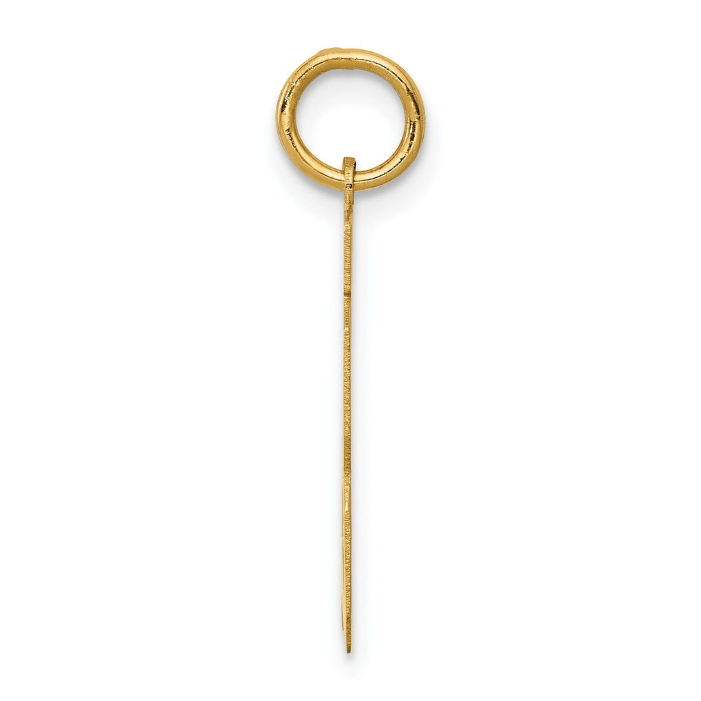 14K Gold Polished Number 13 Charm with Laser-Cut Design