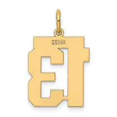 14K Gold Polished Number 13 Charm with Laser-Cut Design