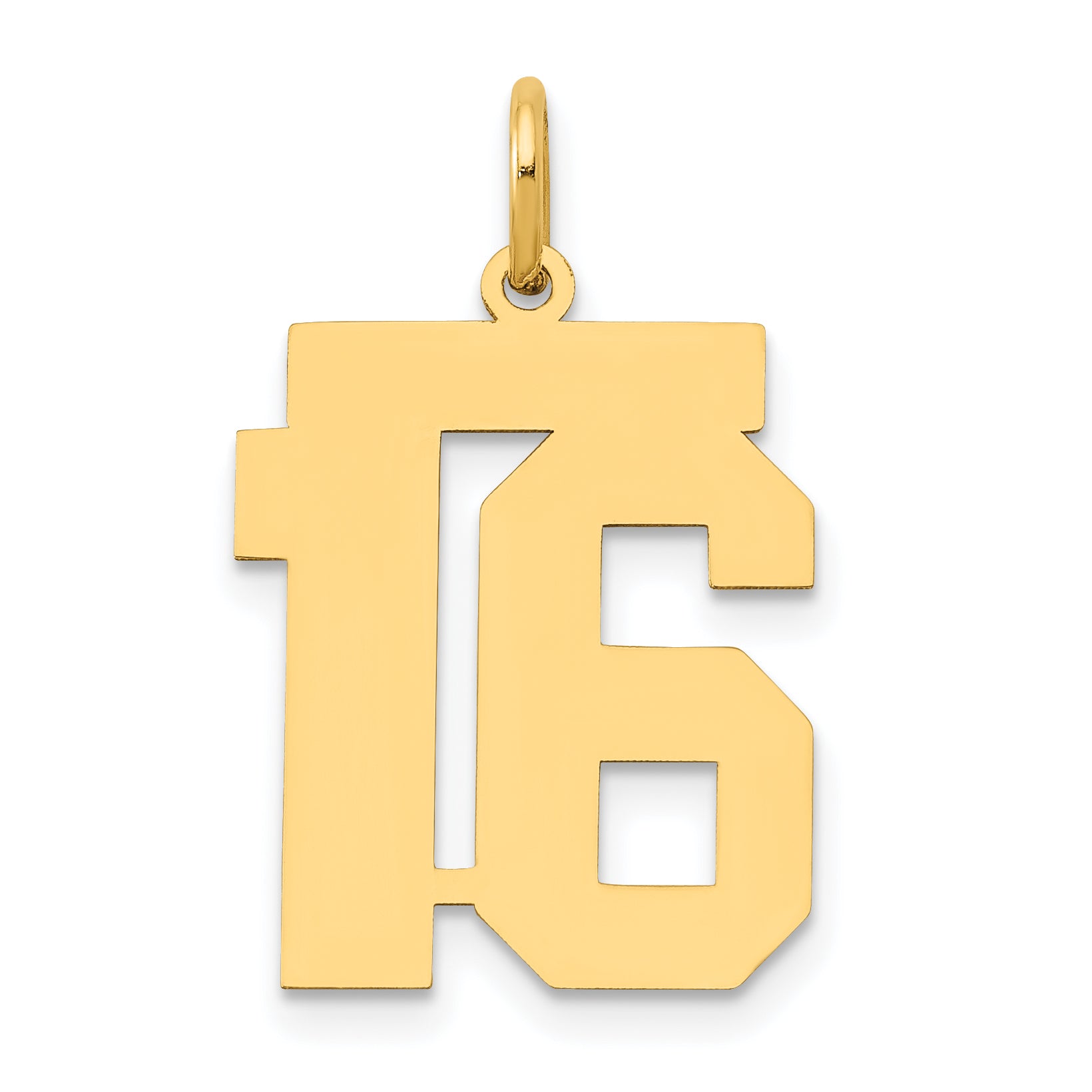 14k Medium Polished Number 16 Charm Main image