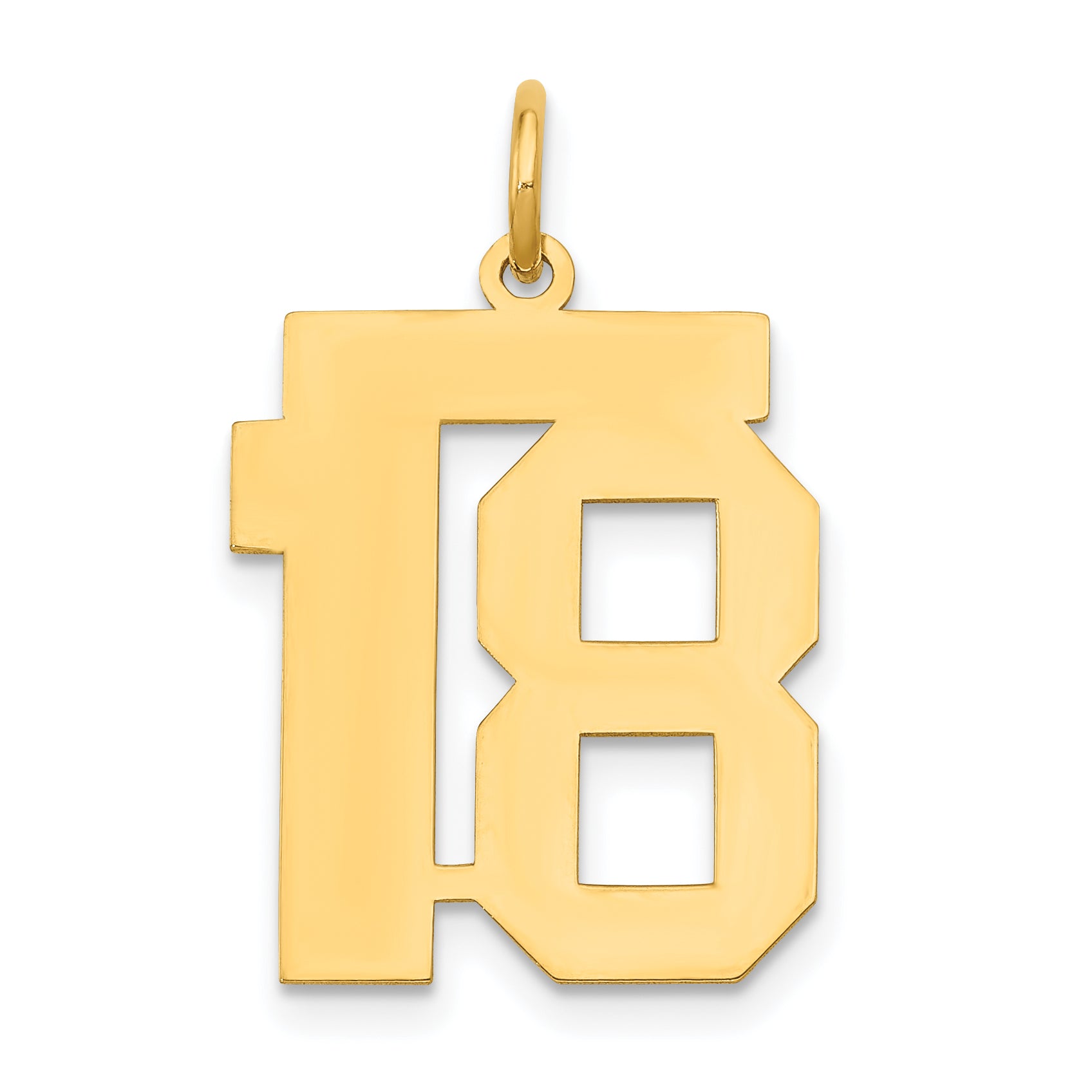 14k Medium Polished Number 18 Charm