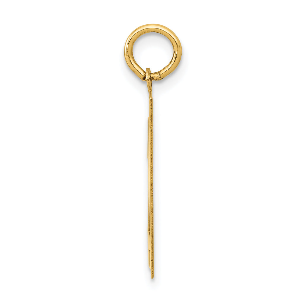 14K Gold Polished Number 21 Charm with Laser-Cut Detail