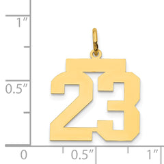 14K Gold Polished Number 23 Charm Medium Laser Cut