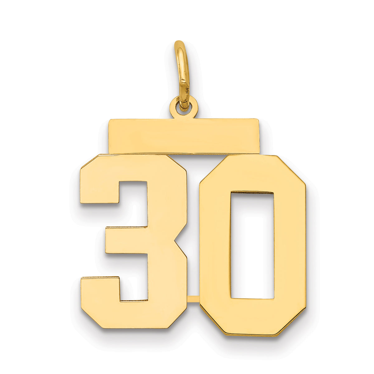 14k Medium Polished Number 30 Charm