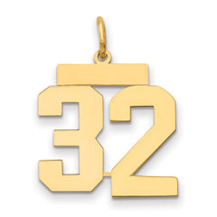 14k Medium Polished Number 32 Charm