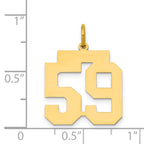14K Gold Polished Number 59 Charm Laser Cut Medium
