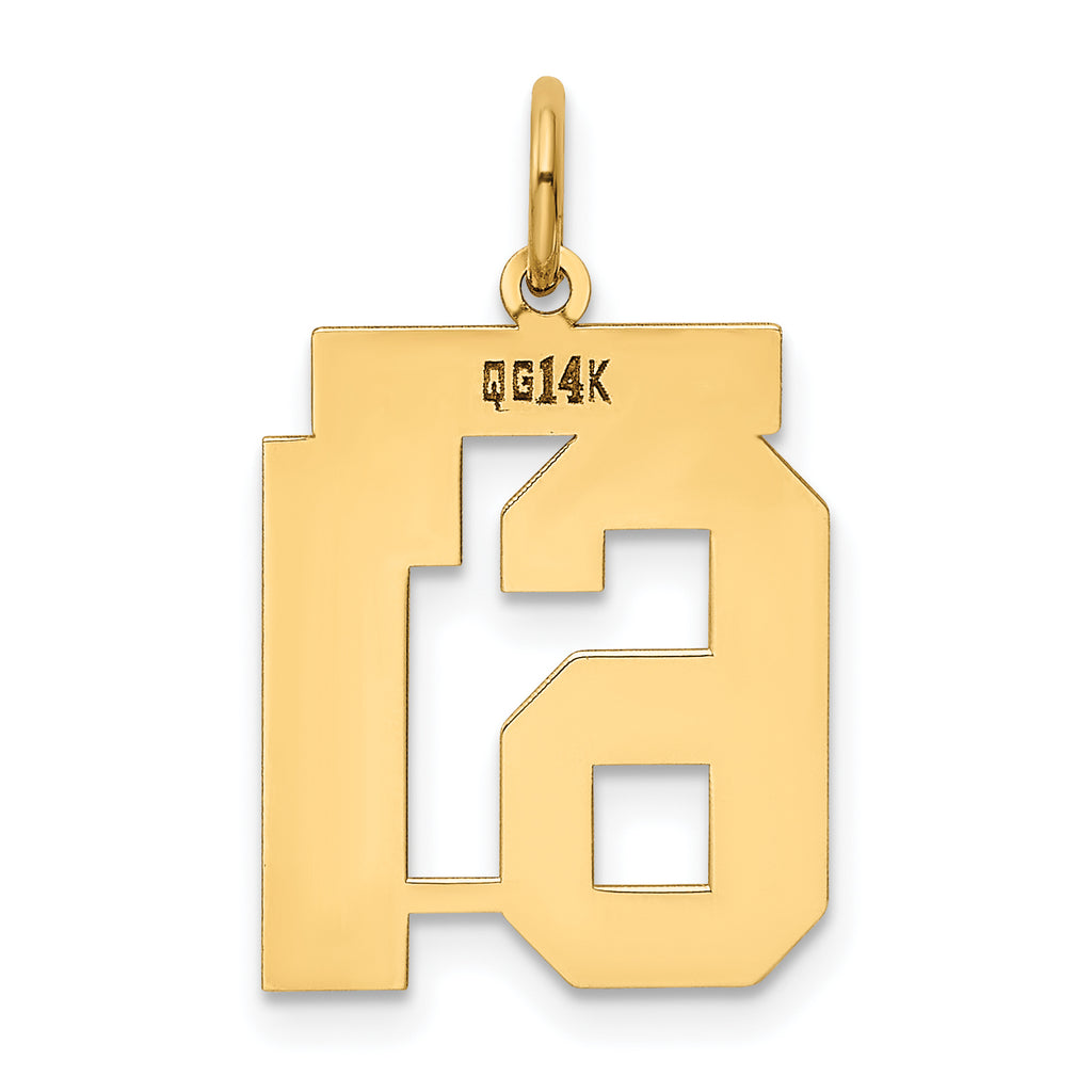 14K Gold Polished Number 61 Charm with Laser-Cut Detailing Medium