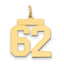 14k Medium Polished Number 62 Charm