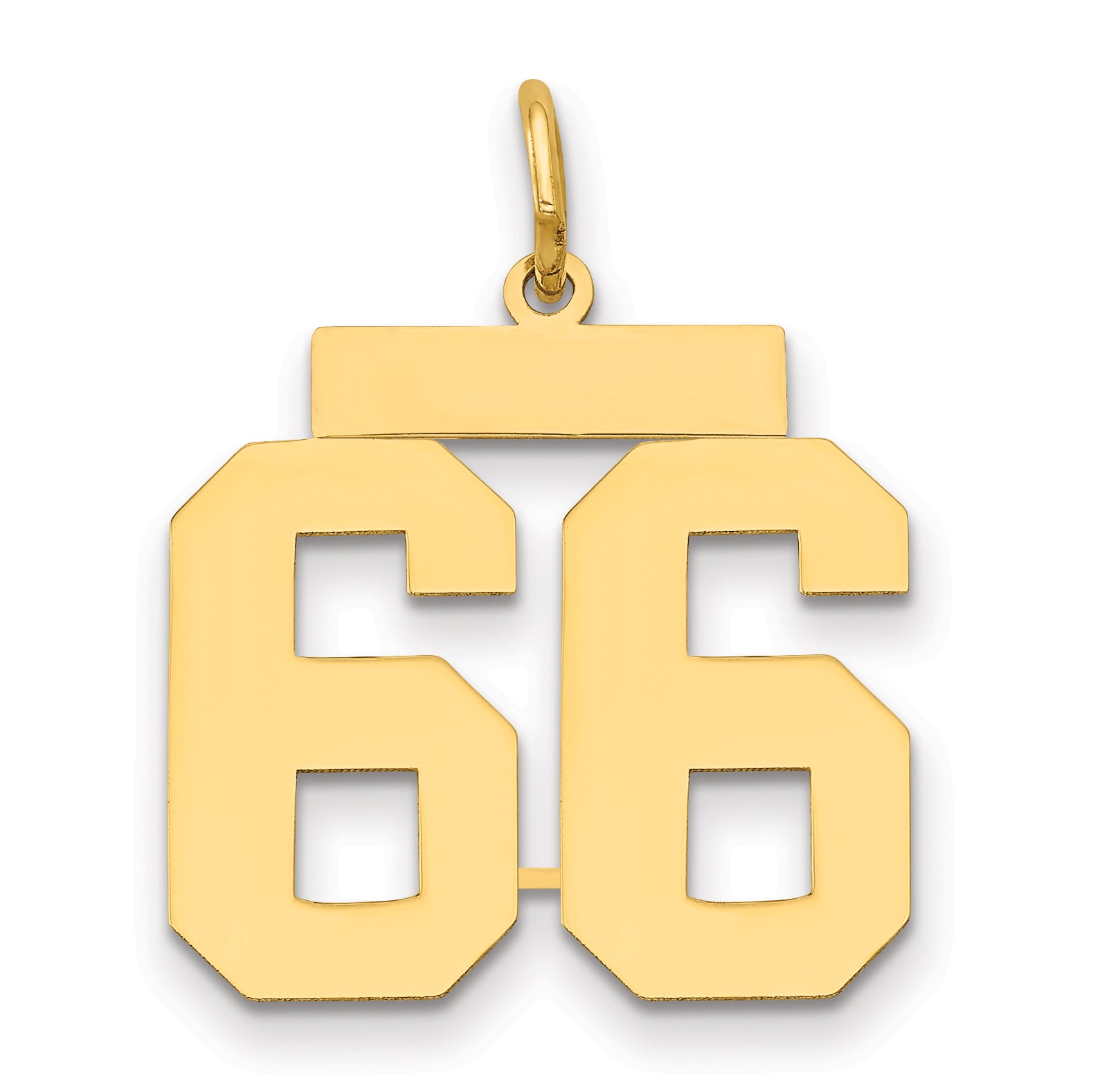 14k Medium Polished Number 66 Charm