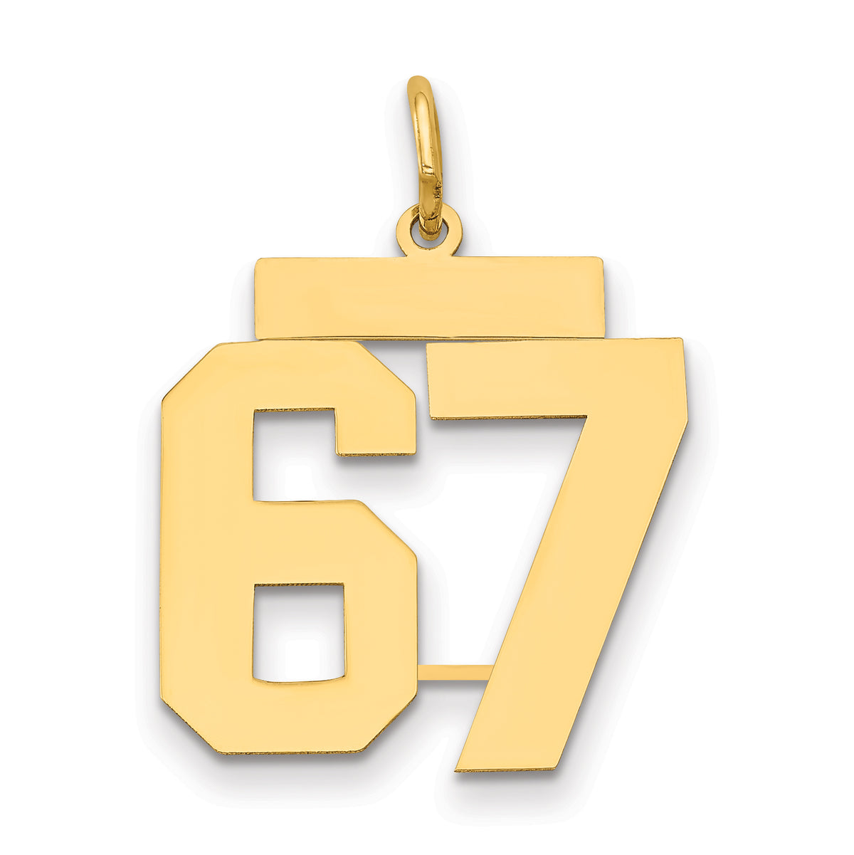 14k Medium Polished Number 67 Charm