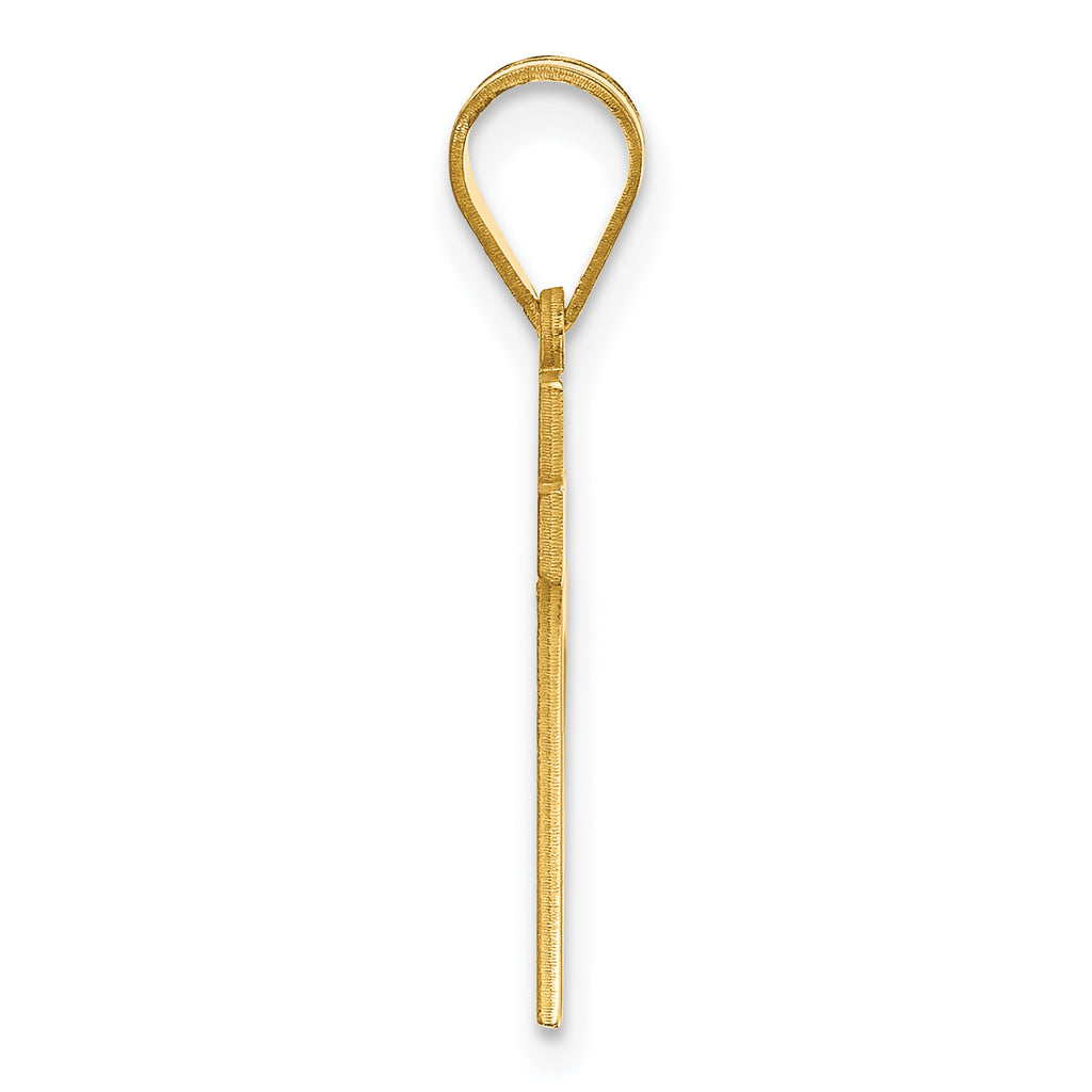 14K Gold Number 72 Charm with Polished Finish Laser-Cut Medium