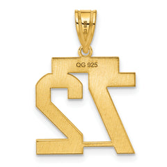 14K Gold Number 72 Charm with Polished Finish Laser-Cut Medium