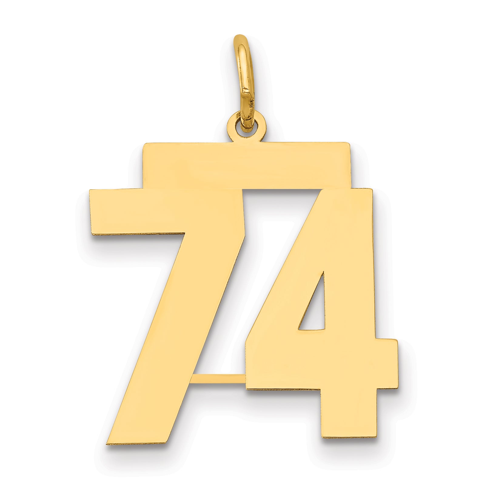 14k Medium Polished Number 74 Charm