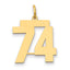 14k Medium Polished Number 74 Charm