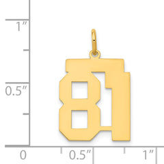 14K Gold Polished Number 81 Charm with Laser-Cut Design