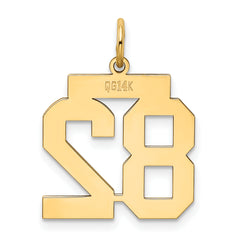 14K Gold Polished Number 82 Charm with Laser Cut Finish