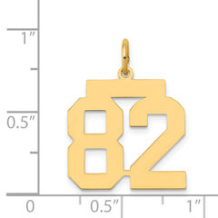 14K Gold Polished Number 82 Charm with Laser Cut Finish
